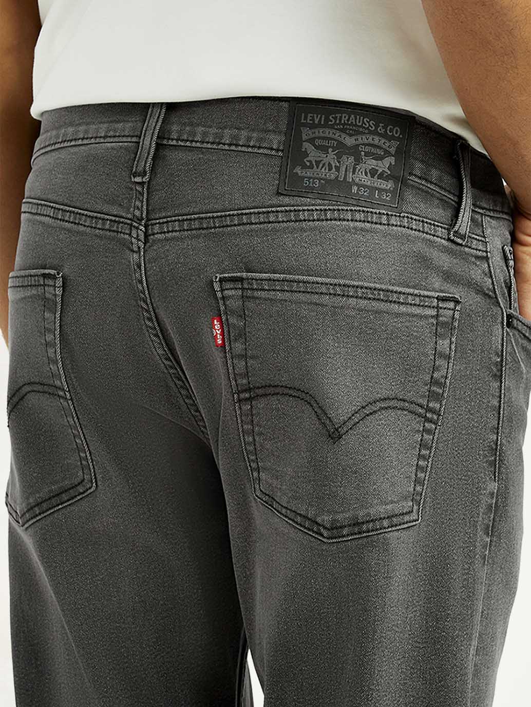 Men's 513 Grey Slim Straight Fit Mid Rise Jeans - Detail View
