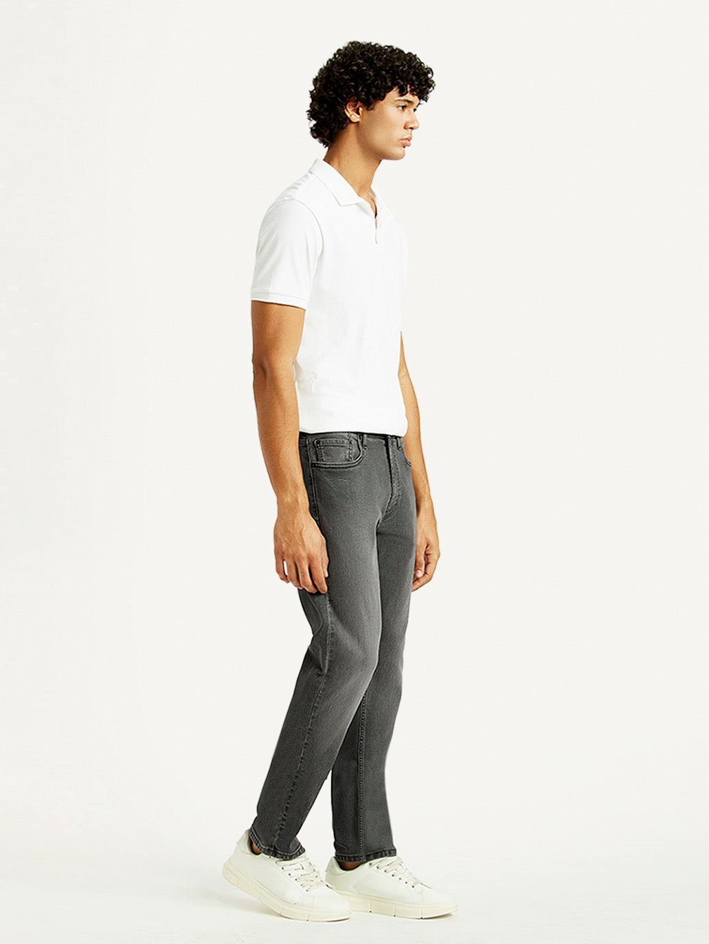 Men's 513 Grey Slim Straight Fit Mid Rise Jeans - Side View
