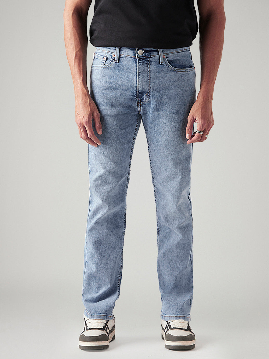 Men's 513 Light Blue Slim Straight Fit Mid Rise Jeans - Front View