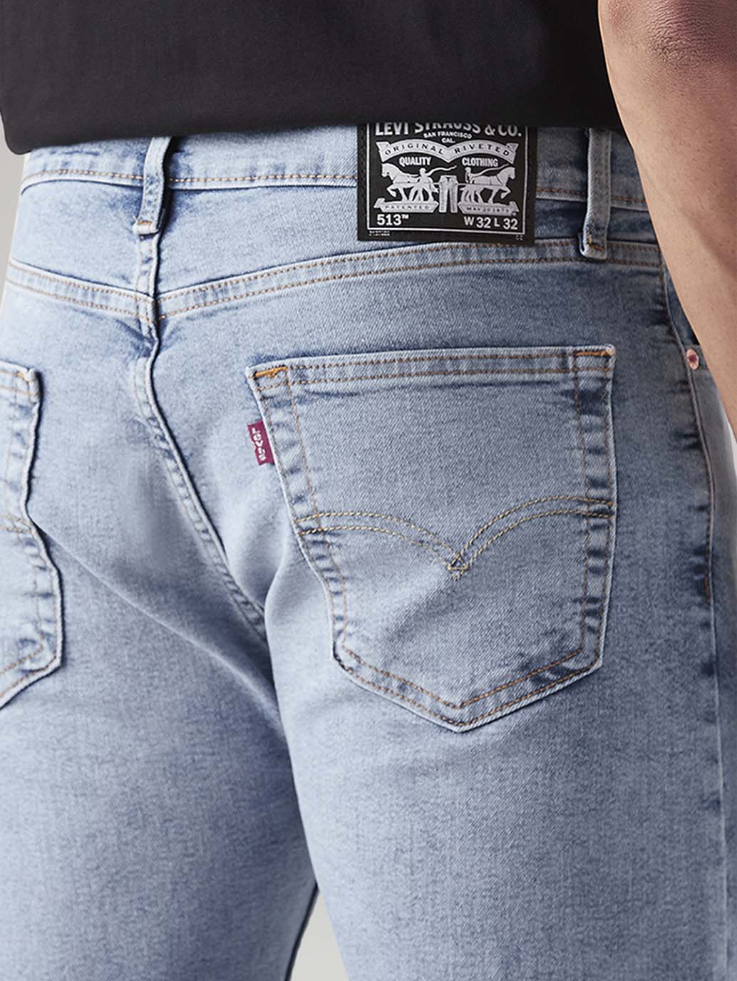 Men's 513 Light Indigo Slim Straight Fit Mid Rise Jeans - Detail View