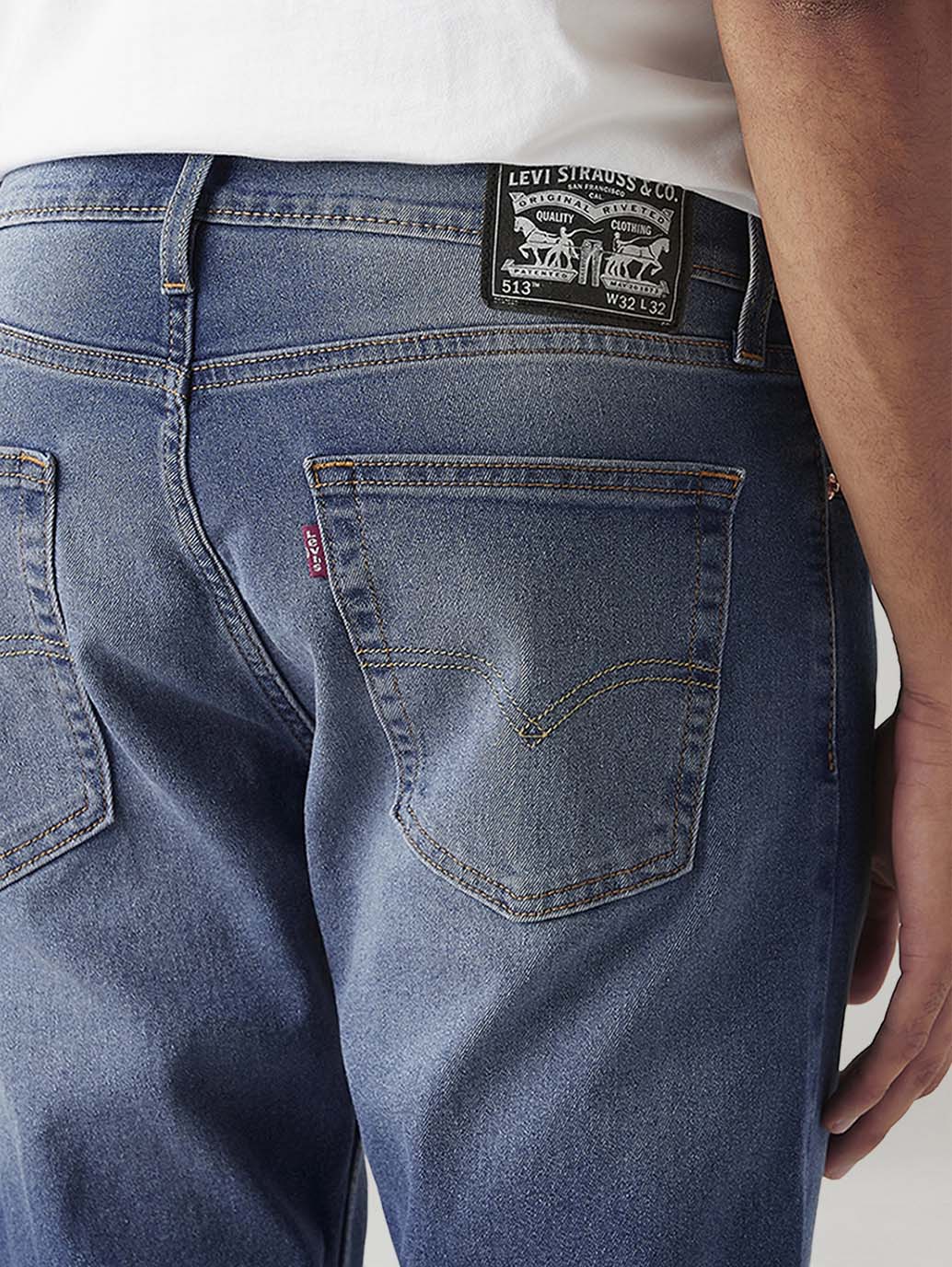 Men's 513 Med Indigo Slim Straight Fit Mid Rise Jeans - Detail View