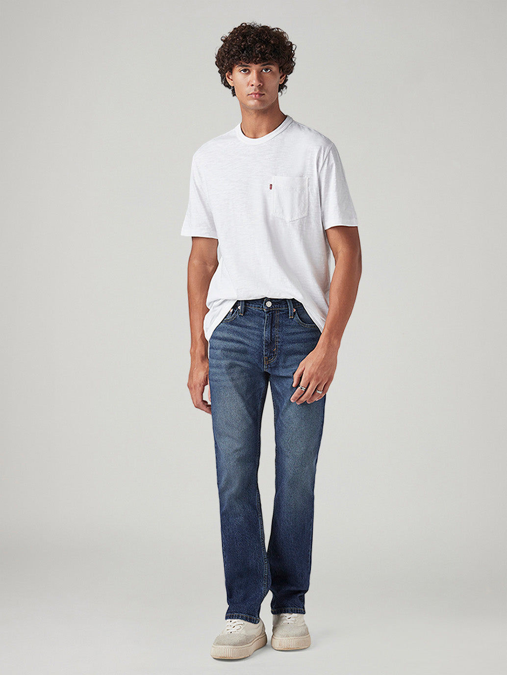 Men's 513 Blue Slim Straight Fit Mid Rise Jeans - Styleshot View