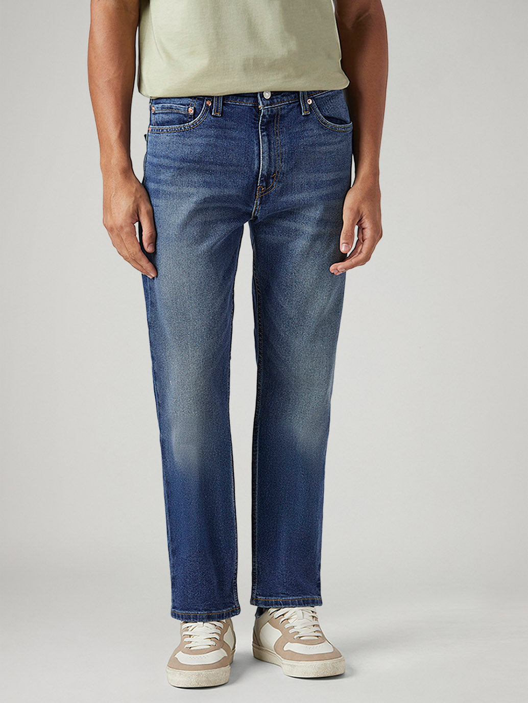 Men's 513 Blue Slim Straight Fit Mid Rise Jeans - Front View