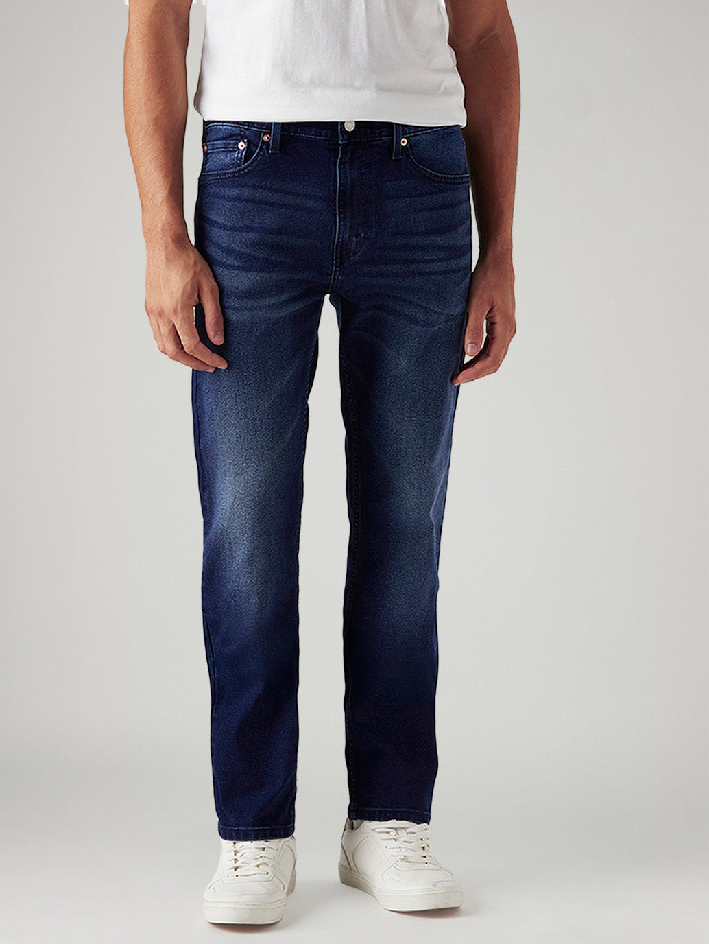 Men's 513 Dark Blue Slim Straight Fit Mid Rise Jeans - Front View