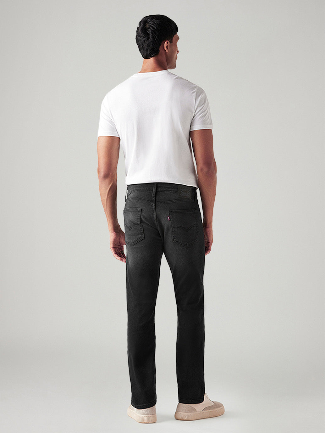 Men's 513 Black Slim Straight Fit Mid Rise Jeans - Back View