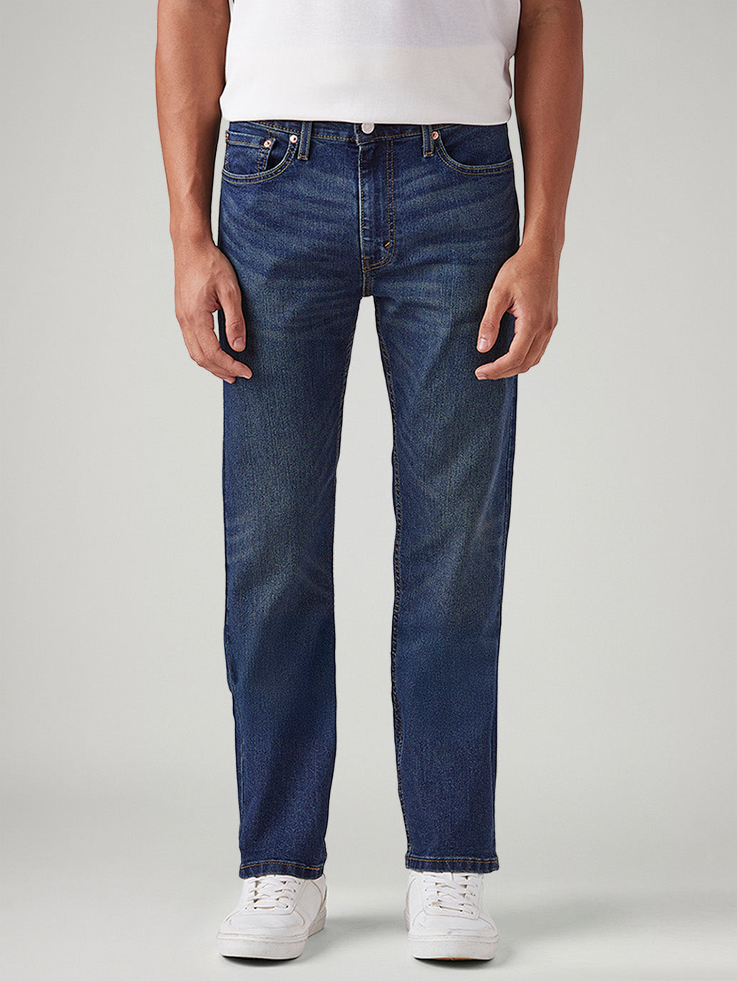 Men's 513 Blue Slim Straight Fit Mid Rise Tinted Jeans - Front View