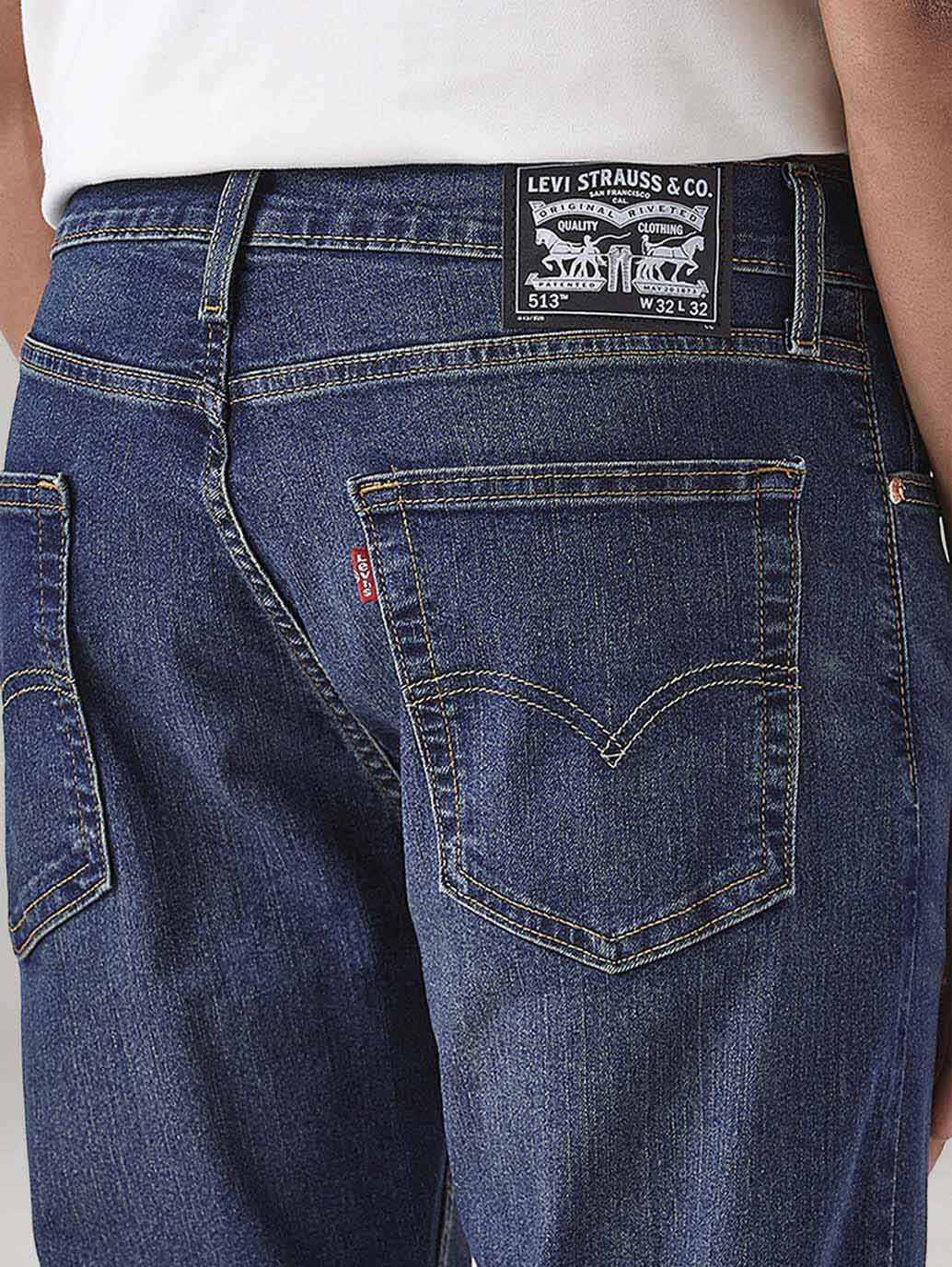 Men's 513 Blue Slim Straight Fit Mid Rise Tinted Jeans - Detail View