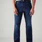 Men's 513 Dark Blue Slim Straight Fit Mid Rise Jeans - Front View