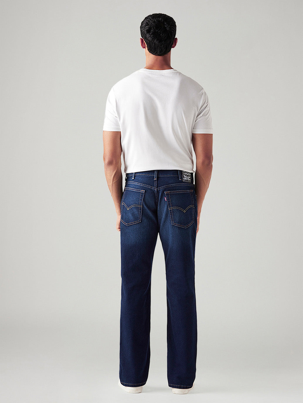 Men's 513 Dark Blue Slim Straight Fit Mid Rise Jeans - Back View