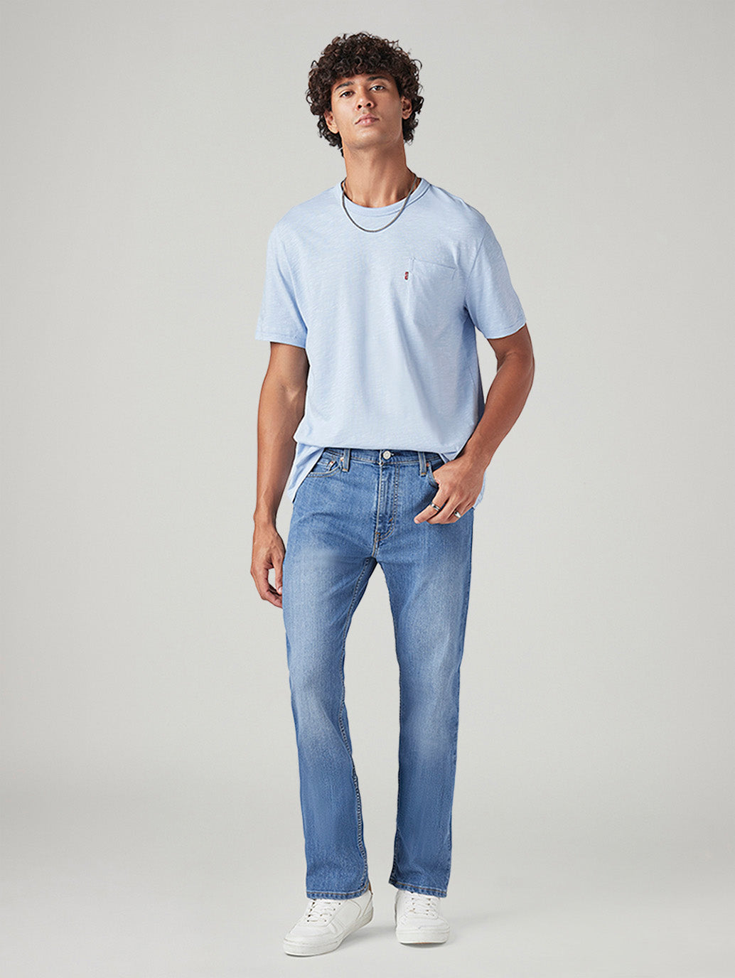 Men's 513 Light Blue Slim Straight Fit Mid Rise Jeans