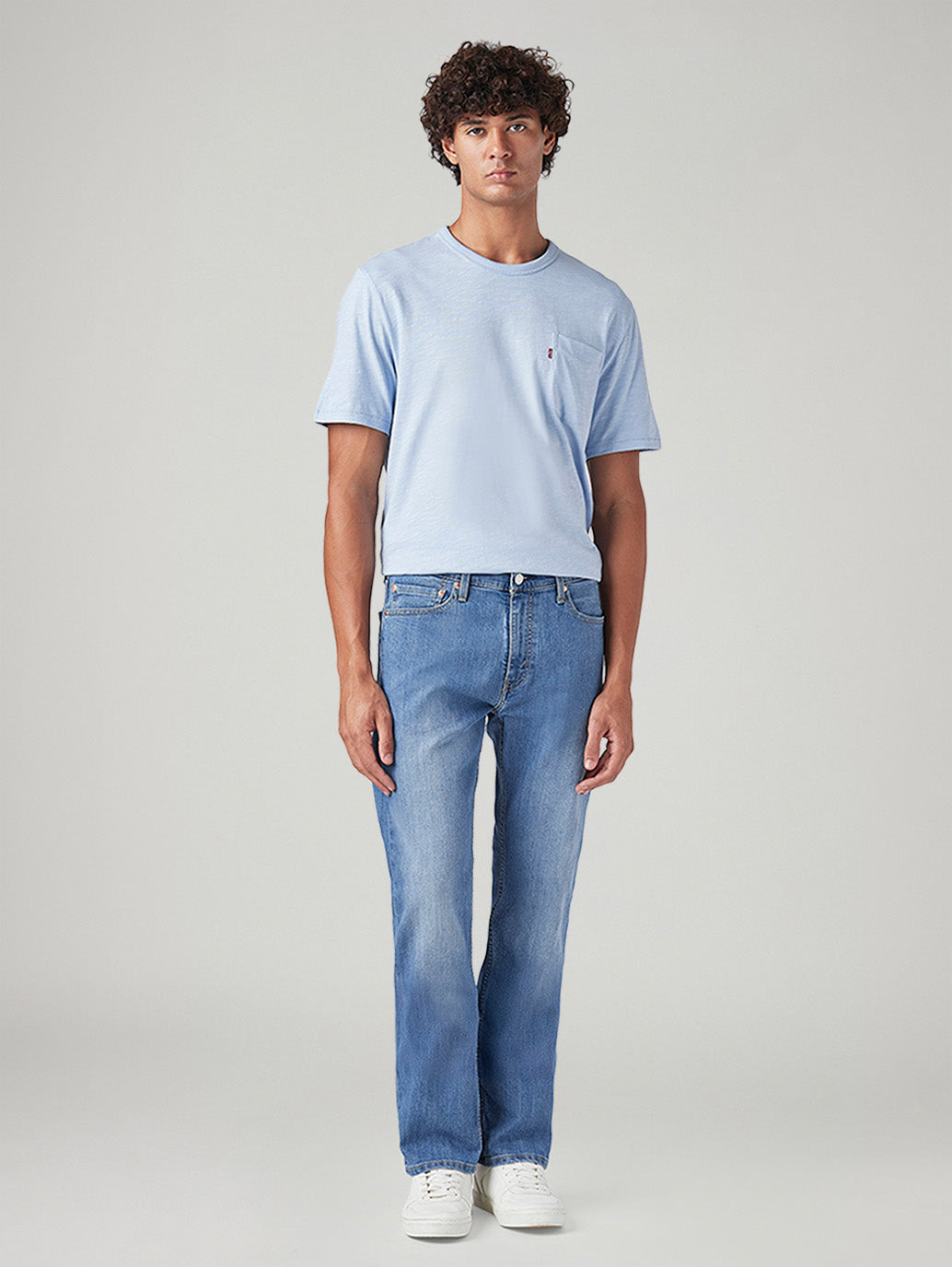 Men's 513 Light Blue Slim Straight Fit Mid Rise Jeans - Front View