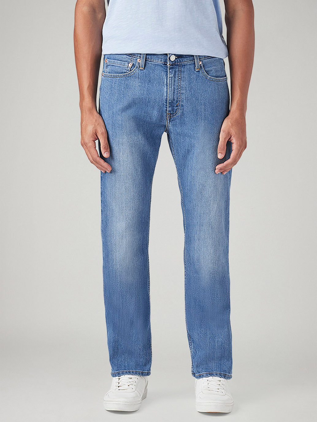 Men's 513 Light Blue Slim Straight Fit Mid Rise Jeans - Front View