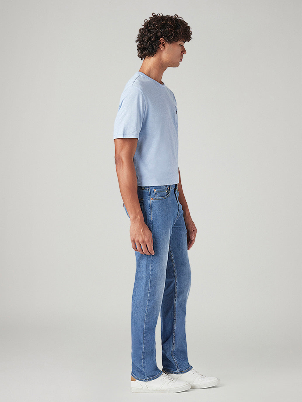Men's 513 Light Blue Slim Straight Fit Mid Rise Jeans - Side View