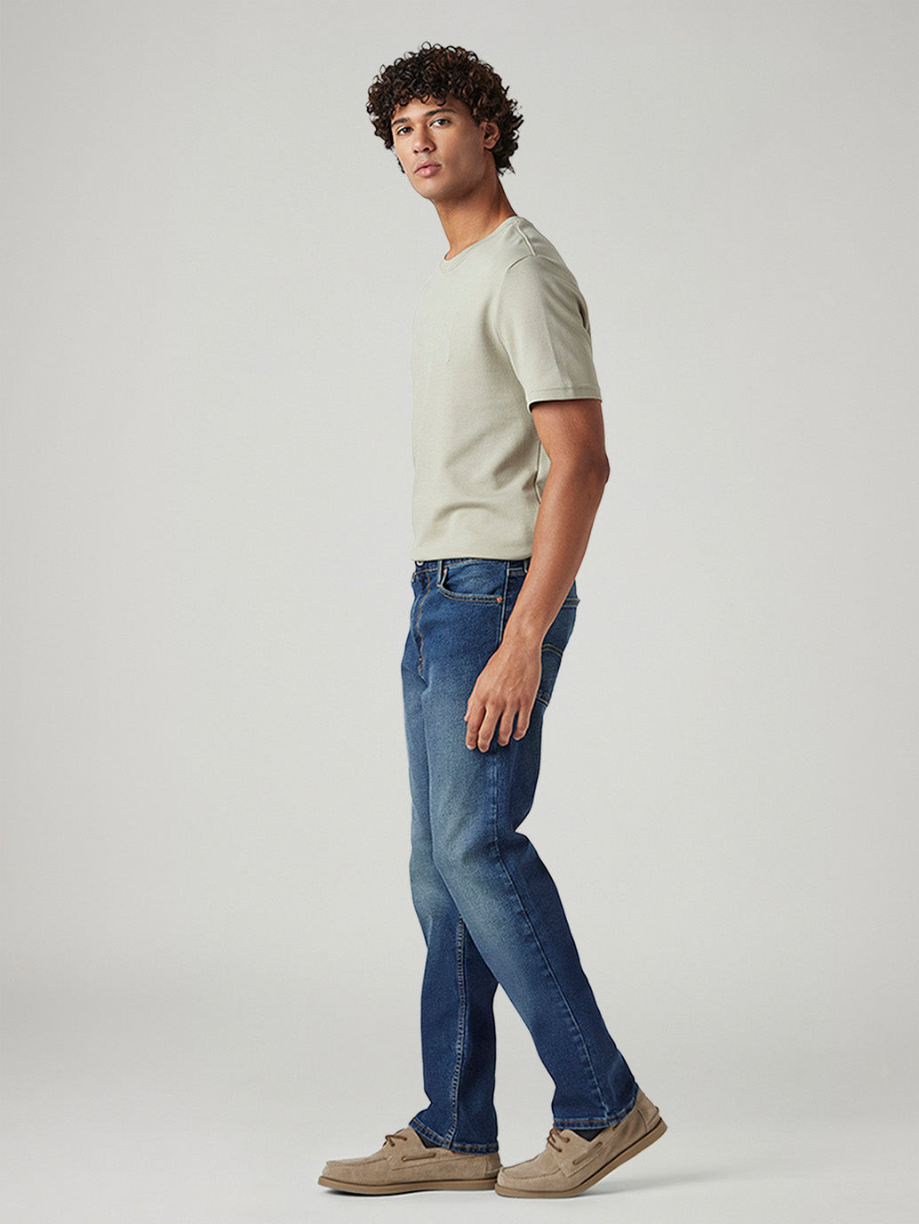 Men's 513 Blue Slim Straight Fit Mid Rise Jeans - Side View