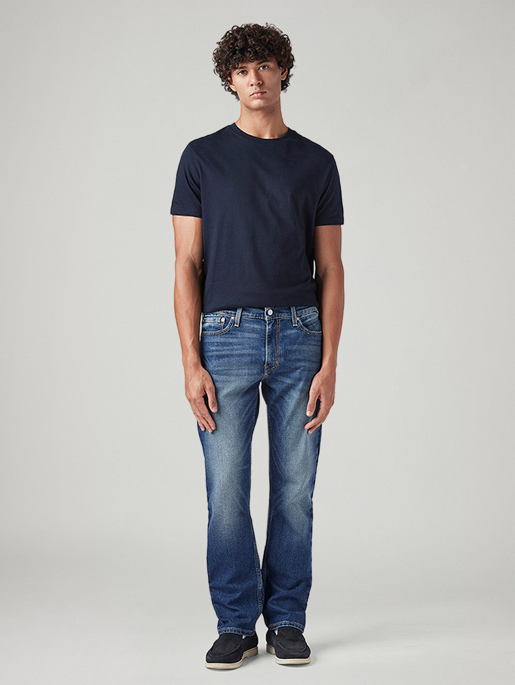 Men's 513 Blue Slim Straight Fit Mid Rise Tinted Jeans - Front View