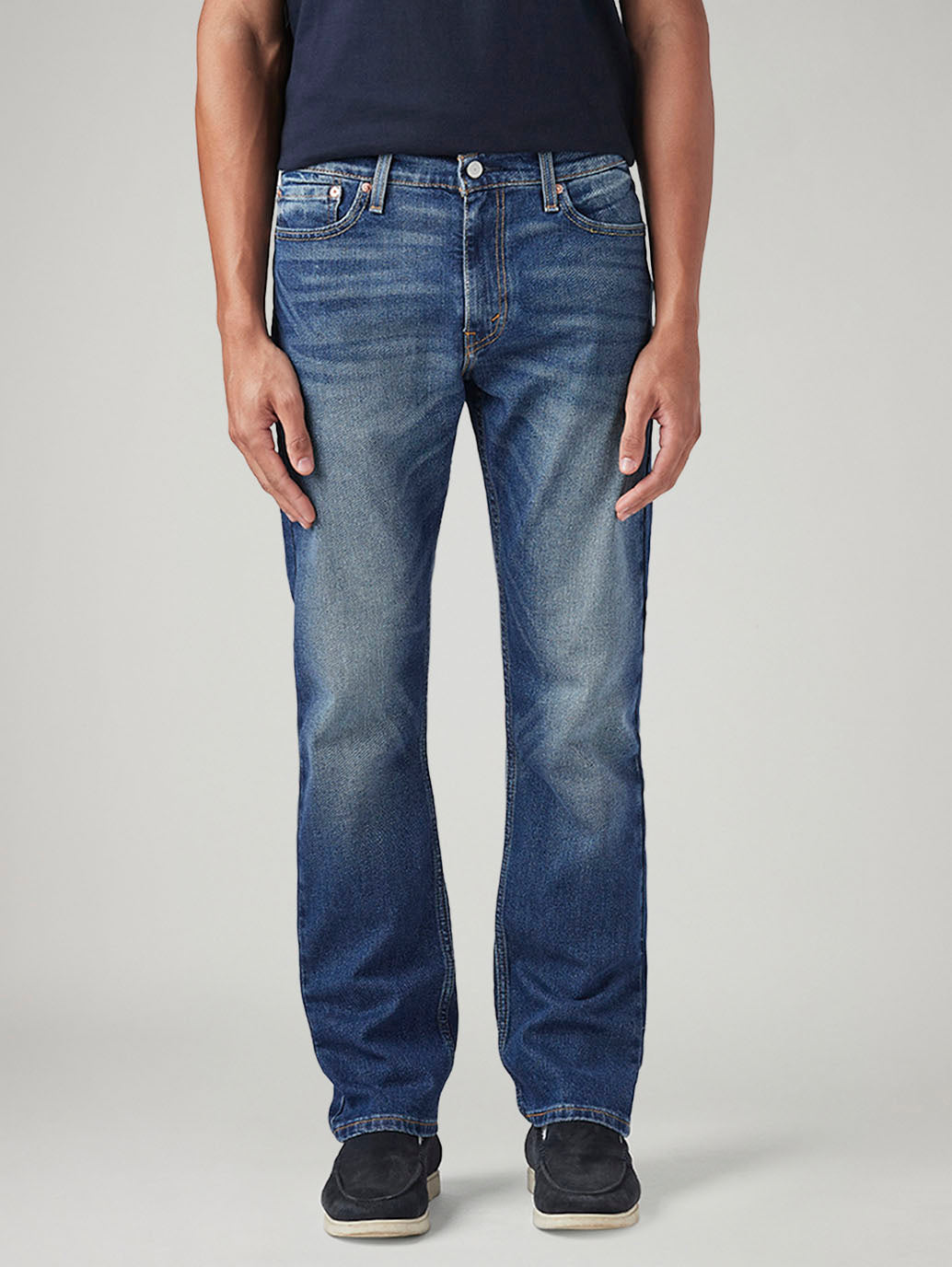 Men's 513 Blue Slim Straight Fit Mid Rise Tinted Jeans - Front View