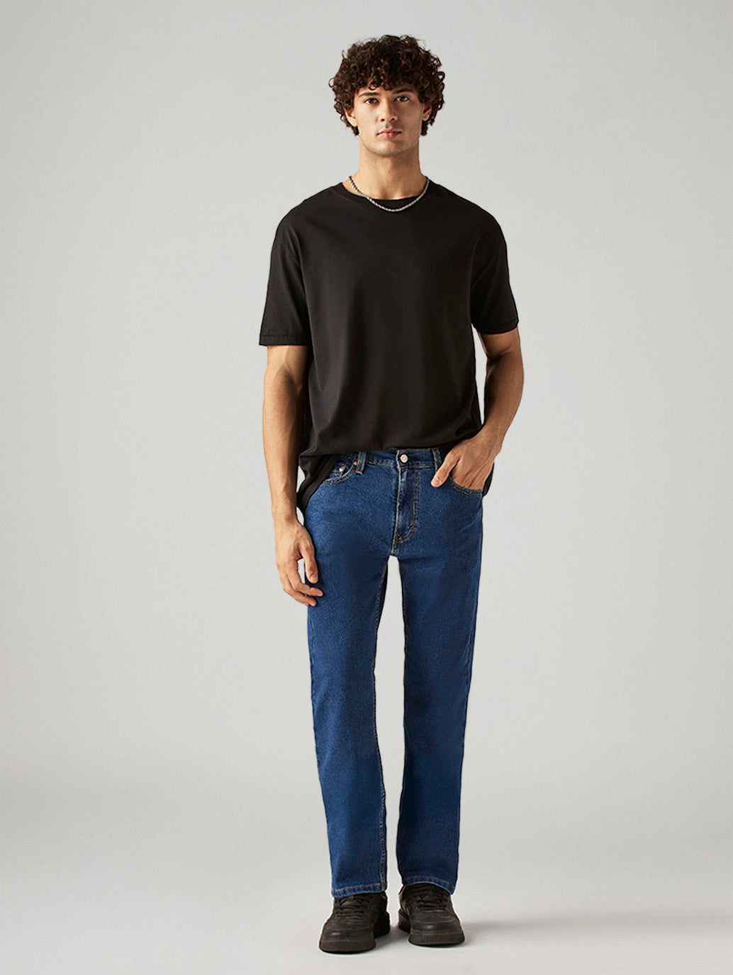 Men's 513 Blue Slim Straight Fit Mid Rise Jeans - Styleshot View