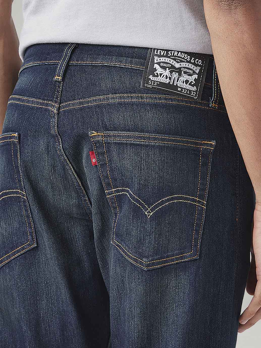 Men's 513 Dark Indigo Slim Straight Fit Mid Rise Tinted Jeans - Detail View