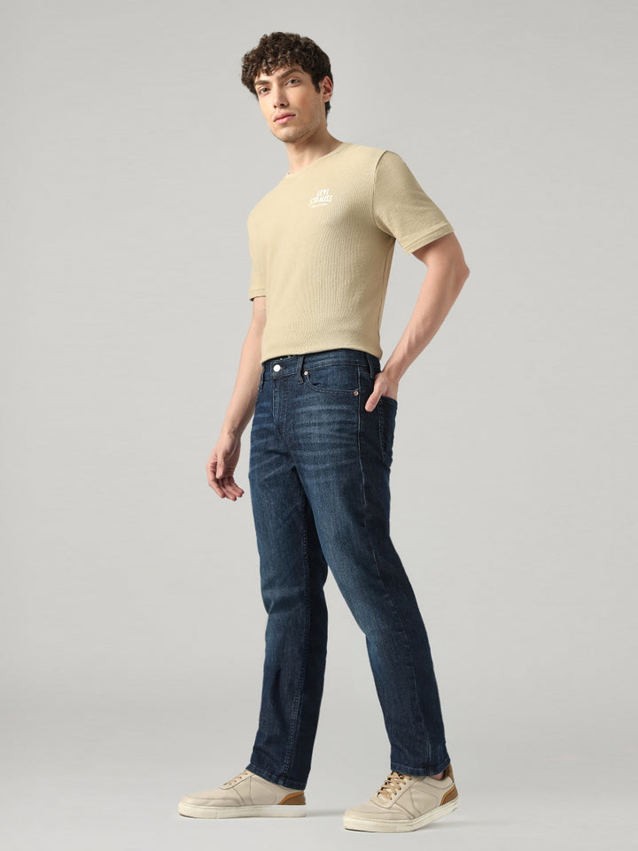 Men's 513 Dark Blue Slim Straight Fit Mid Rise Jeans