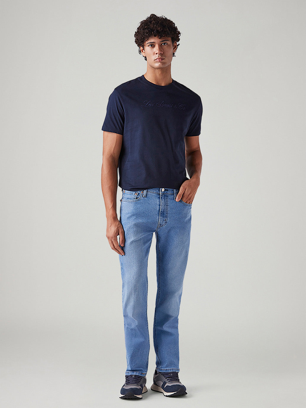 Men's 513 Light Blue Slim Straight Fit Mid Rise Jeans - Front View