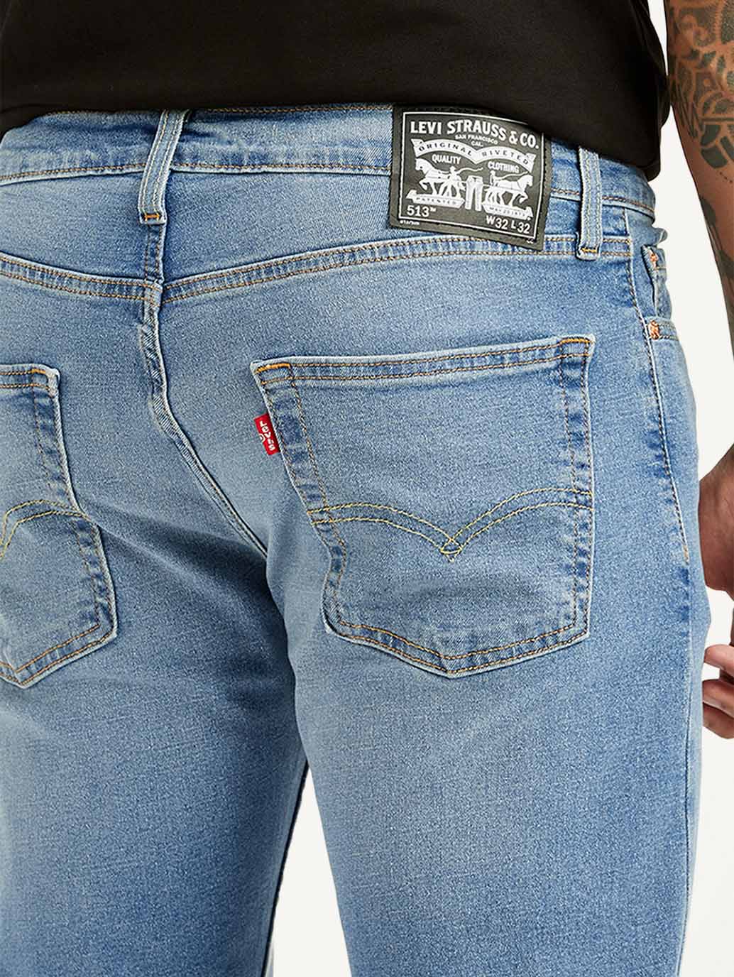 Men's 513 Light Blue Slim Tapered Fit Mid Rise Jeans - Detail View