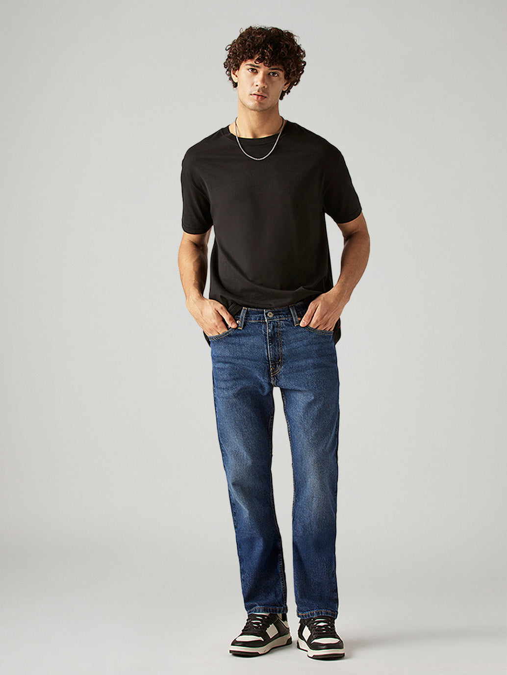 Men's 513 Blue Slim Straight Fit Mid Rise Jeans - Styleshot View