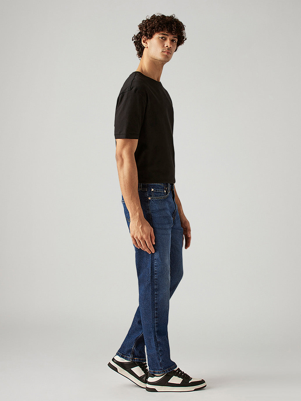 Men's 513 Blue Slim Straight Fit Mid Rise Jeans - Side View
