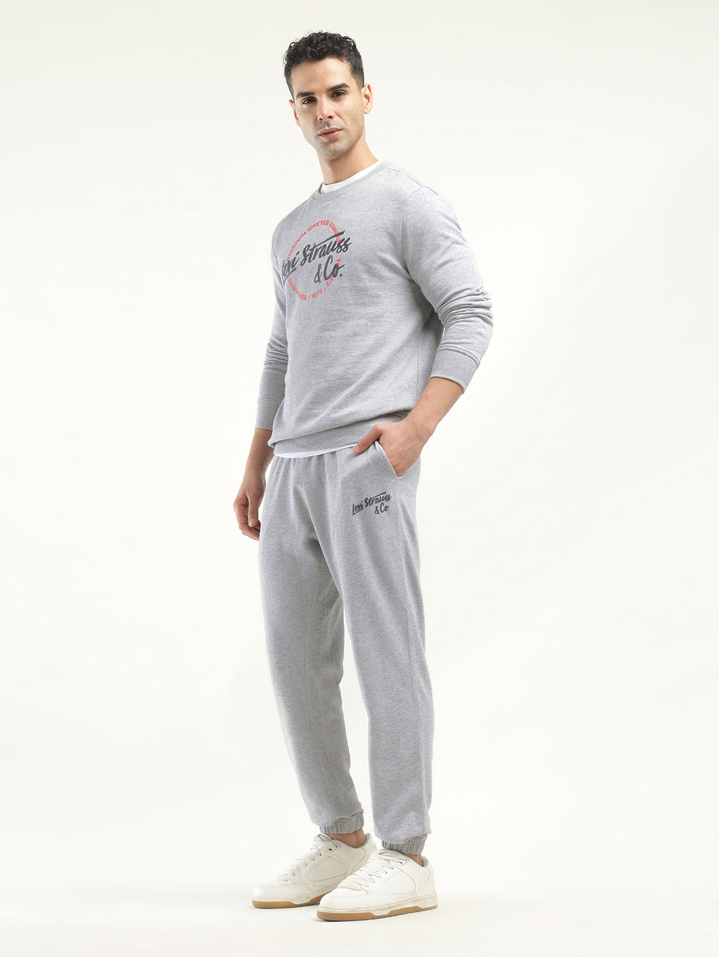 Men's Graphic Print Grey Co-ord Set