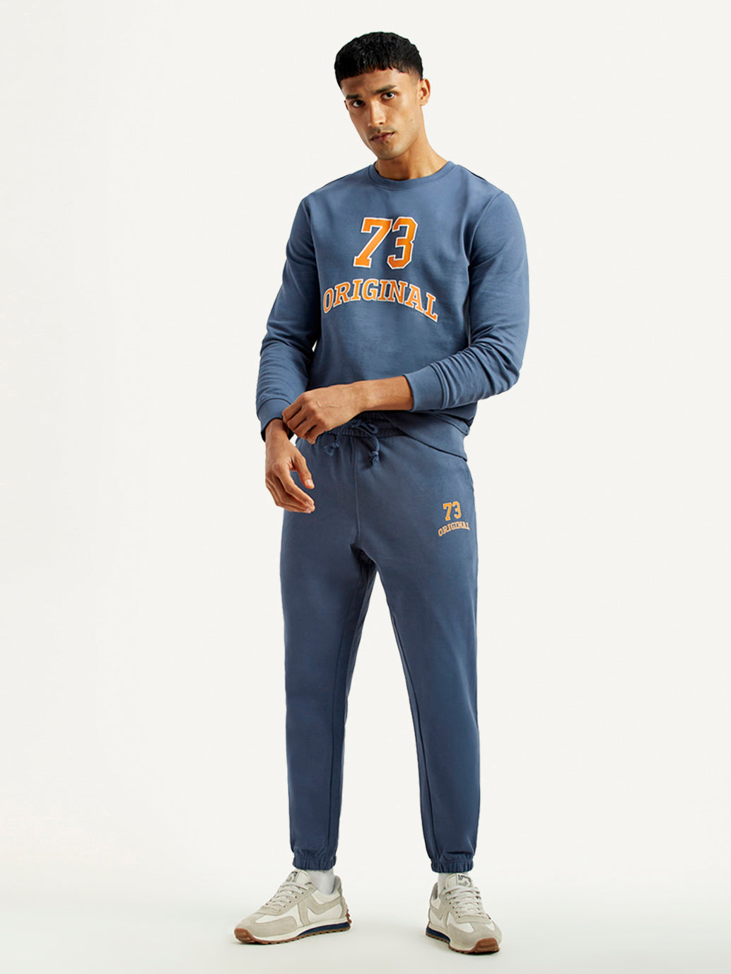 Men's Graphic Blue Crew Neck Co-Ord Set
