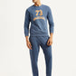 Men's Graphic Blue Crew Neck Co-Ord Set - Front View