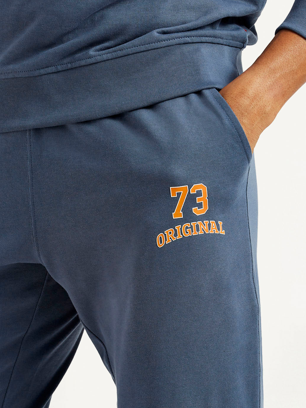 Men's Graphic Blue Crew Neck Co-Ord Set - Detail View