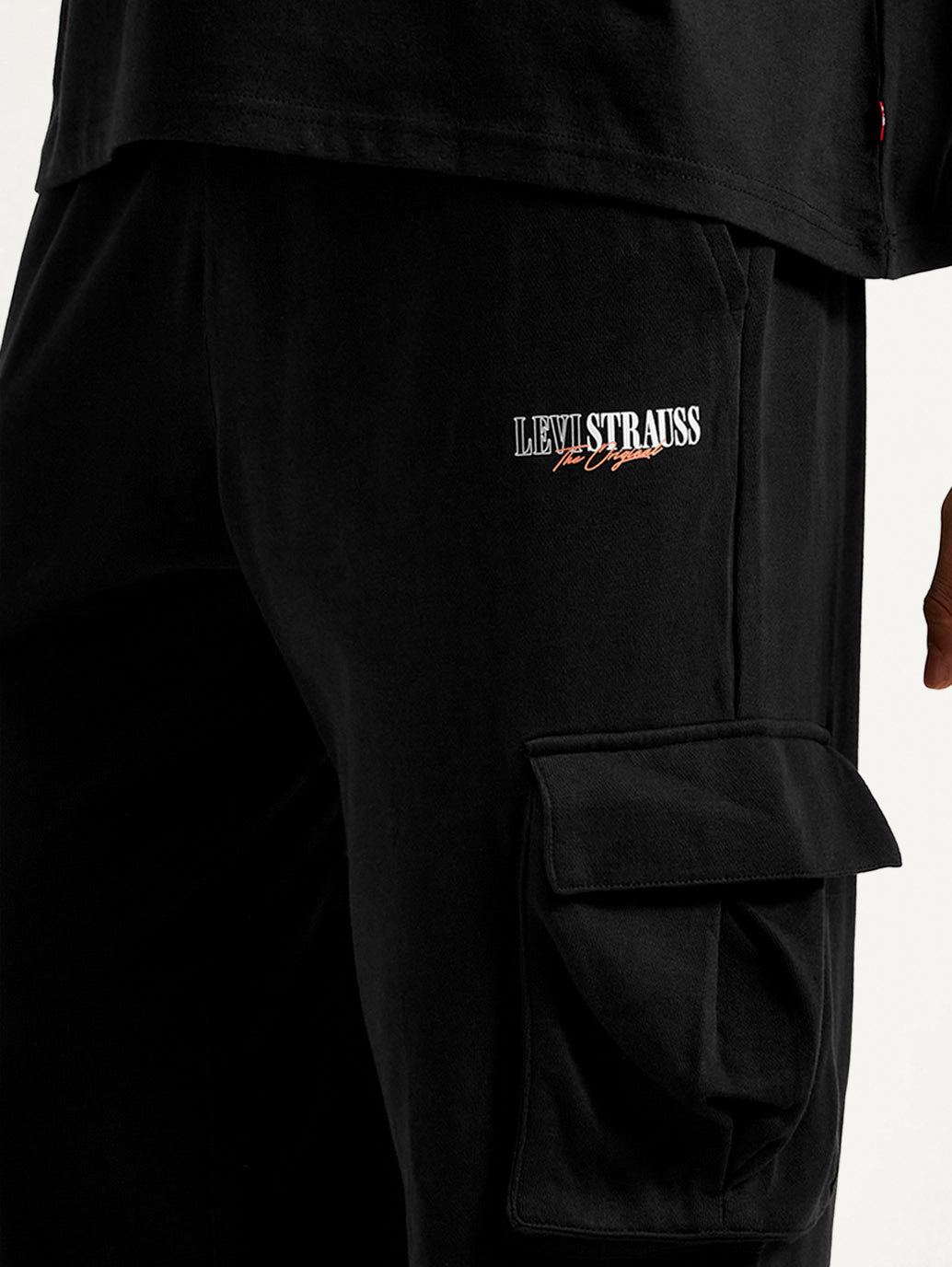 Men's Typography Black Crew Neck Co-Ord Set - Detail View