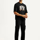 Men's Typography Black Crew Neck Co-Ord Set - Side View