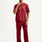 Men's Typography Maroon Crew Neck Co-Ord Set - Front View