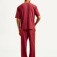 Men's Typography Maroon Crew Neck Co-Ord Set - Back View