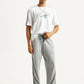 Men's Typography White Crew Neck Co-Ord Set - Styleshot View