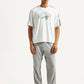 Men's Typography White Crew Neck Co-Ord Set - Front View