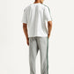 Men's Typography White Crew Neck Co-Ord Set - Back View