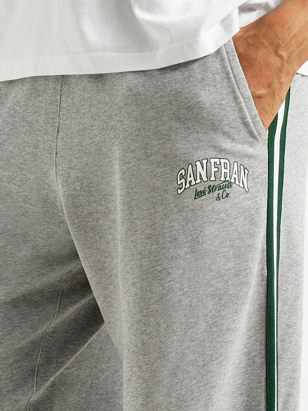 Men's Typography White Crew Neck Co-Ord Set - Detail View