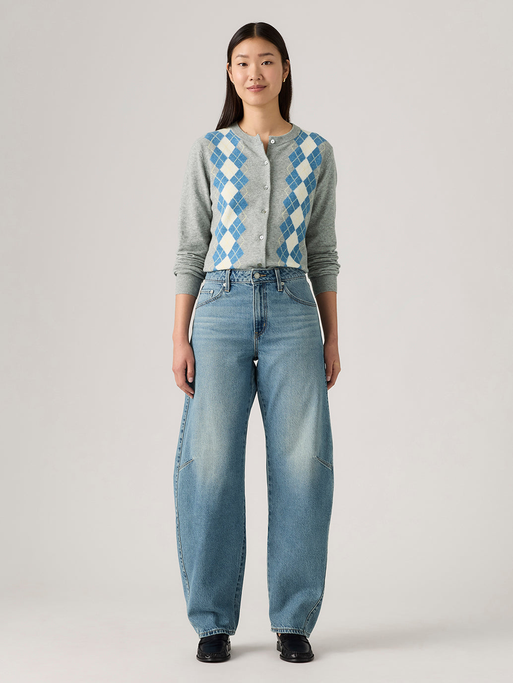 Women's Indigo Barrel Loose Fit Mid Rise Jeans