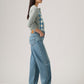 Women's Indigo Barrel Loose Fit Mid Rise Jeans - Side View