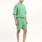 Men's Solid Green Crew Neck Co-ord Set - Front View