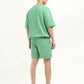 Men's Solid Green Crew Neck Co-ord Set - Back View