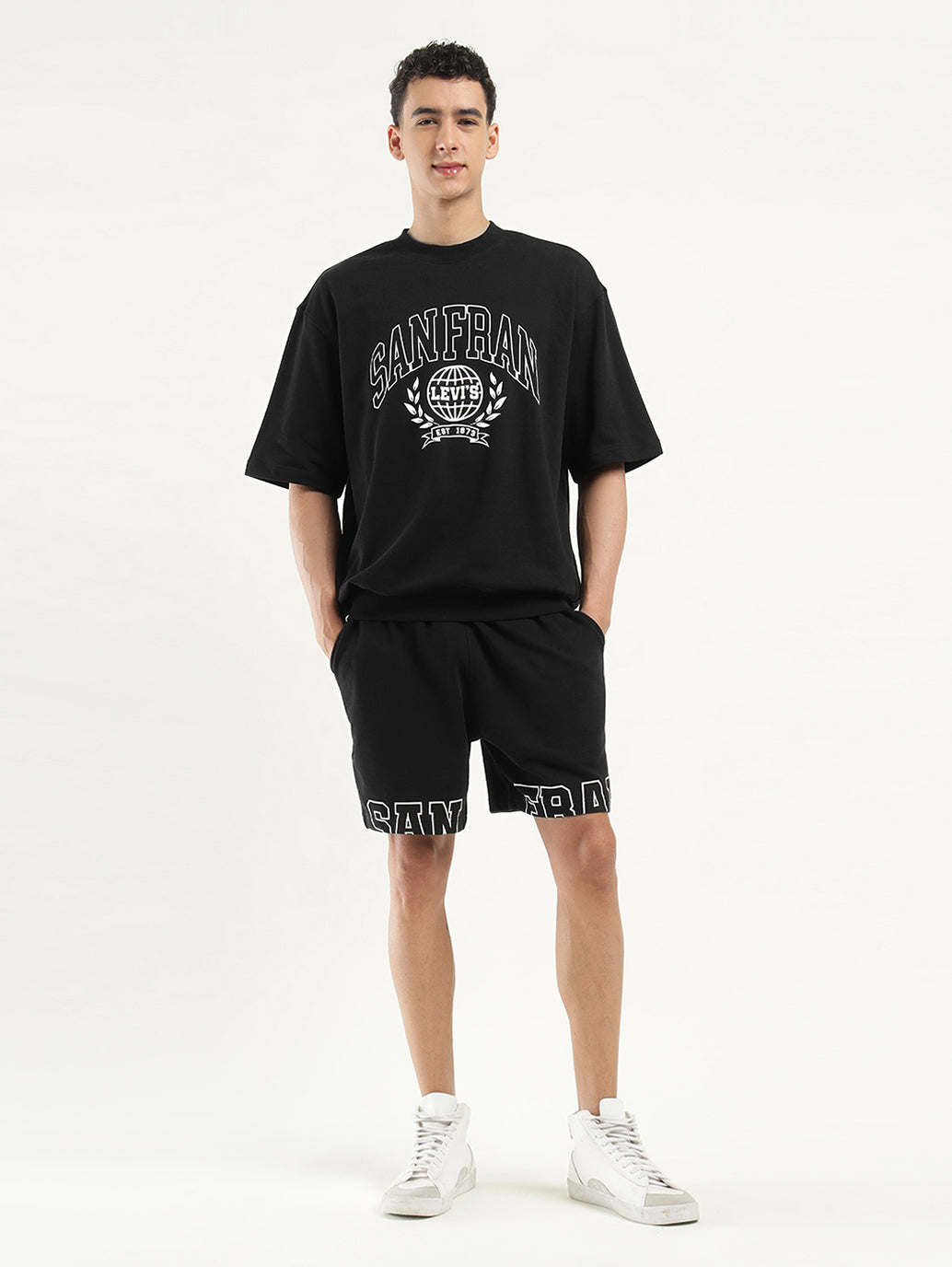 Men's Solid Black Co-ord Set