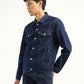 Men's Solid Dark Blue Spread Collar Jacket