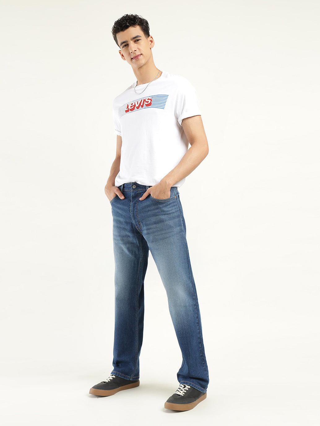 Men's 555'96 Indigo Relaxed Straight Fit Mid Rise Jeans