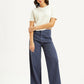 Women's Navy Blue Vintage Chino Wideleg Fit High Rise Jeans - Styleshot View