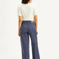 Women's Navy Blue Vintage Chino Wideleg Fit High Rise Jeans - Back View