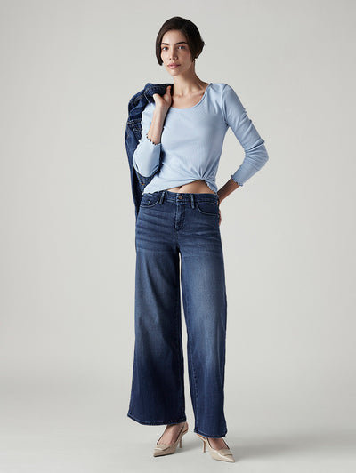 levi's Women's 318 Blue Wide Leg Fit Mid Rise Redloop Jeans-picture-19