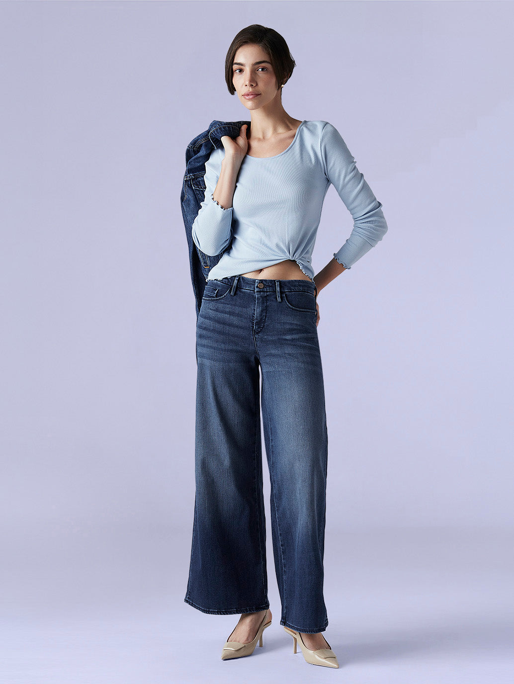 Women's 318 Dark Indigo Wide Leg Fit Mid Rise Redloop Jeans